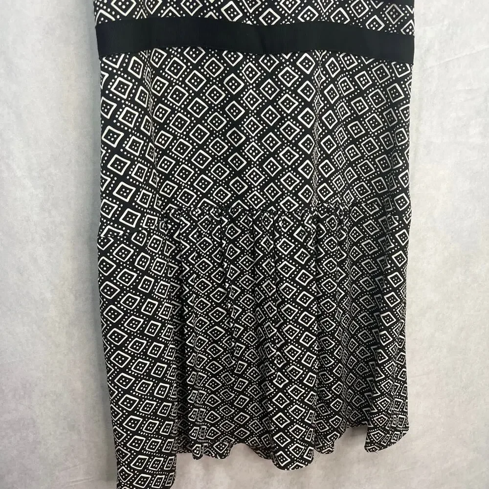 Diane Von Furstenberg Eugenia Silk Shift Dress V-Neck Dot Diamond Black Size 4 - Picture 5 of 12